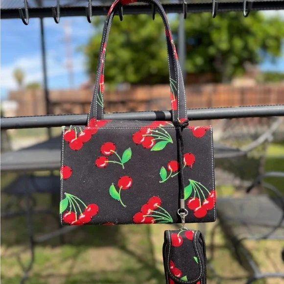 Othr Black Tote with Red Cherry Print - Picture 3 of 6